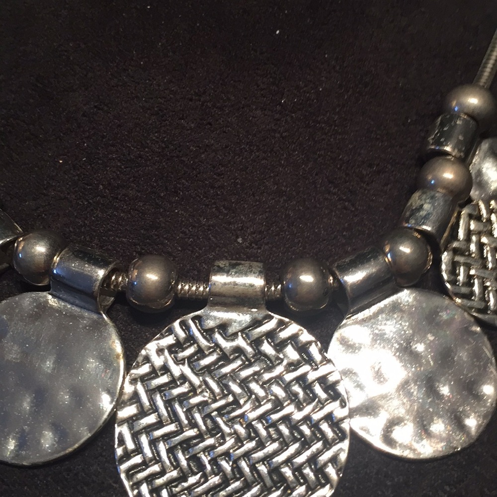 EL Silver Discs Beads &Heavy chain chunky Necklace - Picture 7 of 8